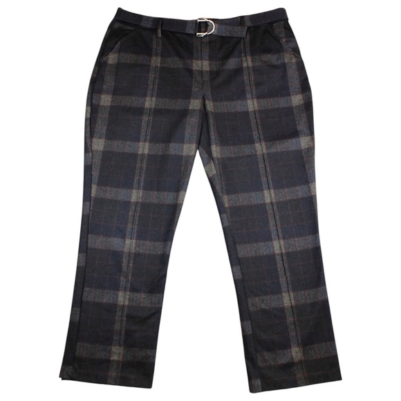 Democracy Ab Technology Plaid Pull on Belted Stretch Pants Careerwear Size 12 - Picture 2 of 12